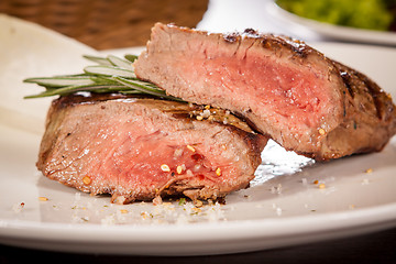 Image showing Succulent medium rare beef steak