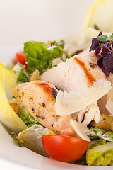 Image showing tasty fresh caesar salad with grilled chicken and parmesan