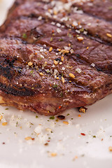 Image showing Grilled beef steak with seasoning