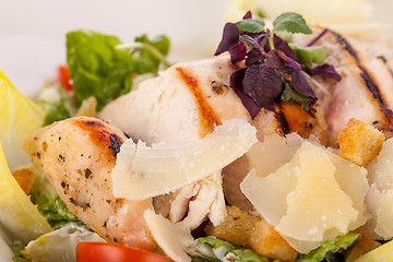 Image showing tasty fresh caesar salad with grilled chicken and parmesan