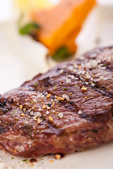 Image showing Grilled beef steak with seasoning