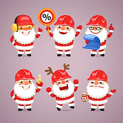 Image showing Set of Cartoon Santa Claus Builders