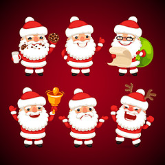 Image showing Set of Cartoon Santa Claus in Various Poses