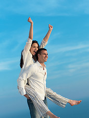 Image showing happy young romantic couple have fun arelax  relax at home