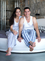 Image showing couple relax and have fun in bed