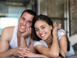 Image showing couple relax and have fun in bed