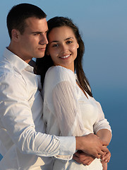 Image showing happy young romantic couple have fun arelax  relax at home