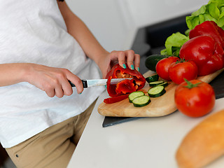 Image showing Young Woman Cooking in the kitchen