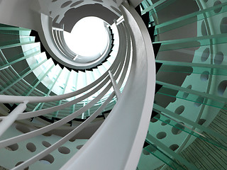Image showing modern glass spiral staircase