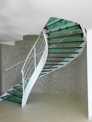 Image showing modern glass spiral staircase