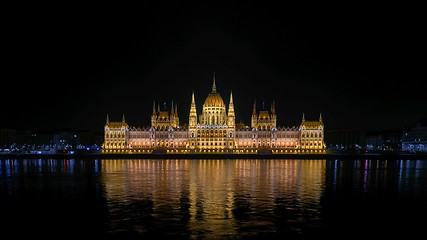 Image showing Night detail of the Parliament building 