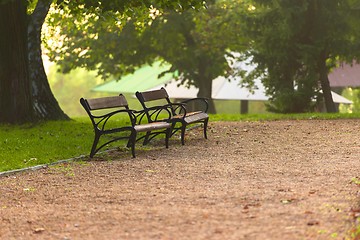 Image showing Stylish bench in autumn park