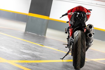 Image showing Motorcycle parking in garage