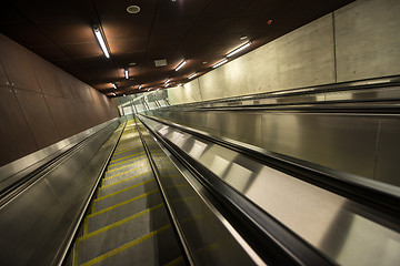 Image showing Moving escalator in the business center