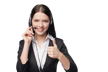 Image showing Smiling attractive woman with headphone