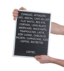 Image showing Lifestyle concept in plastic letters on very old menu board