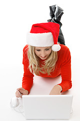 Image showing Female Christmas shopping online