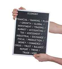 Image showing Economy concept in plastic letters on very old menu board