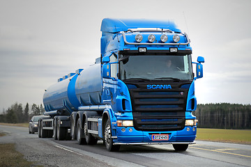 Image showing Blue Scania R500 Tank Truck on the Road