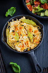 Image showing Baked feta cheese with avocado salad