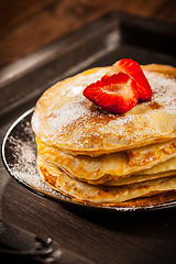 Image showing Crepes with fresh strawberries