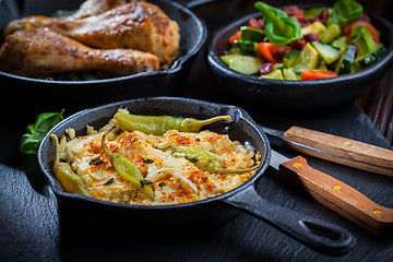 Image showing Baked feta cheese with avocado salad