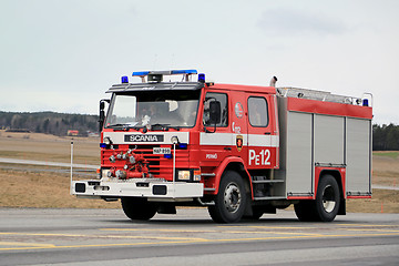 Image showing Classic Scania Fire Truck on the Road