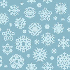 Image showing Christmas Seamless Blue Pattern with a Snowflakes