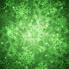 Image showing Shiny Green Snowflakes Seamless Pattern for Christmas Desing