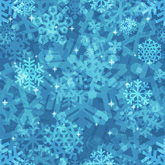 Image showing Shiny Blue Snowflakes Seamless Pattern for Christmas Desing