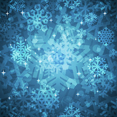 Image showing Shiny Blue Snowflakes Seamless Pattern for Christmas Desing