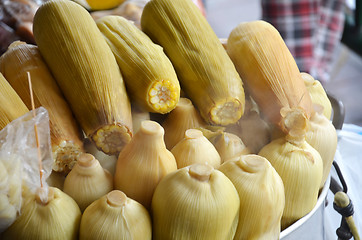 Image showing Boiled sweet corns, Bangkok.