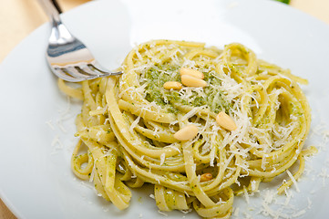 Image showing Italian traditional basil pesto pasta ingredients