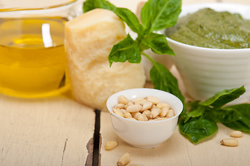 Image showing Italian basil pesto sauce ingredients