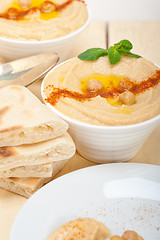 Image showing Hummus with pita bread 