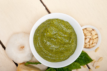 Image showing Italian basil pesto sauce ingredients