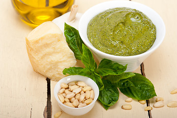 Image showing Italian basil pesto sauce ingredients