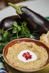 Image showing Traditional arabian eggplant dip baba ganoush 