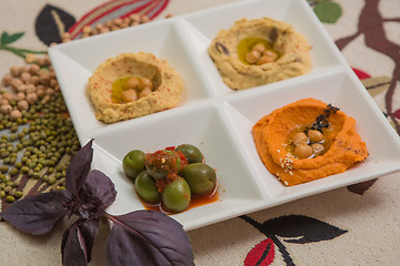 Image showing Delicious and healthy hummus 