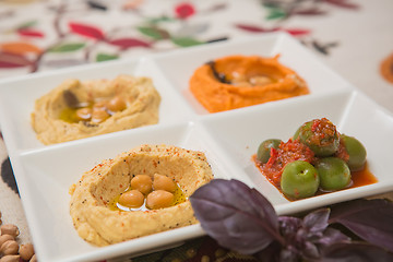 Image showing Delicious and healthy hummus 