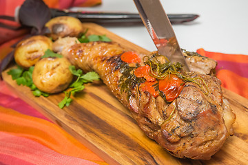 Image showing roasted leg of turkey