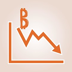 Image showing decreasing graph with bitcoin symbol