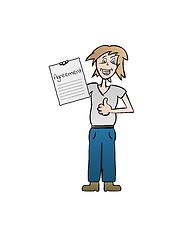 Image showing happy woman with agreement paper