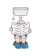 Image showing man reading newspaper on toilet