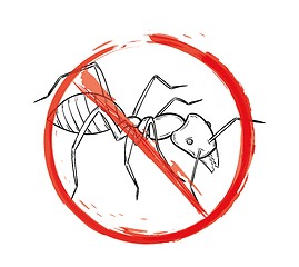 Image showing danger sign with sketch of the ant