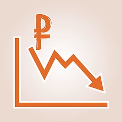 Image showing decreasing graph with ruble symbol