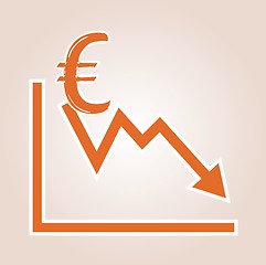 Image showing decreasing graph with euro symbol