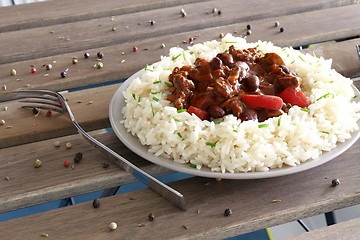 Image showing chilli con carne with rice