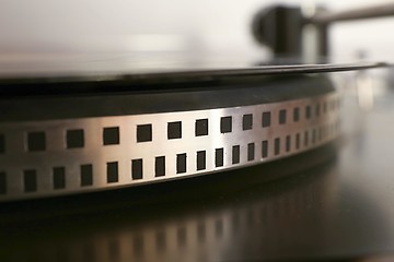Image showing old gramophone turntable with disc