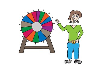 Image showing wheel of fortune and woman